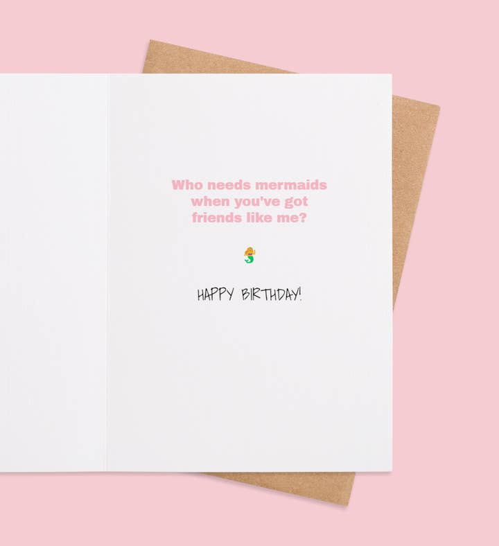 Mermaid Wishes & Friendships Birthday Greeting Card Inside Image