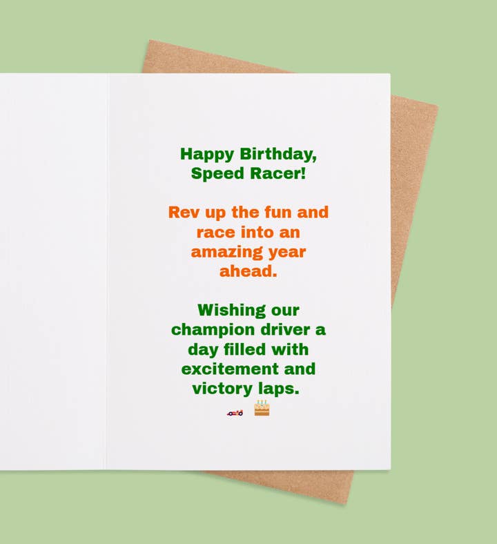 Race To Birthday Glory Birthday Greeting Card Inside Image