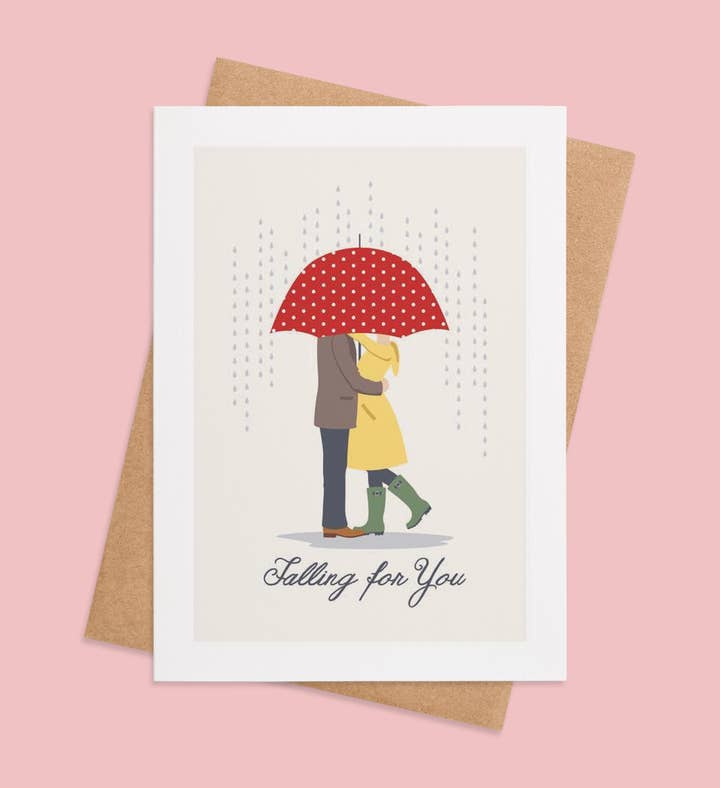 Love In The Rain Love Romance Greeting Card Image