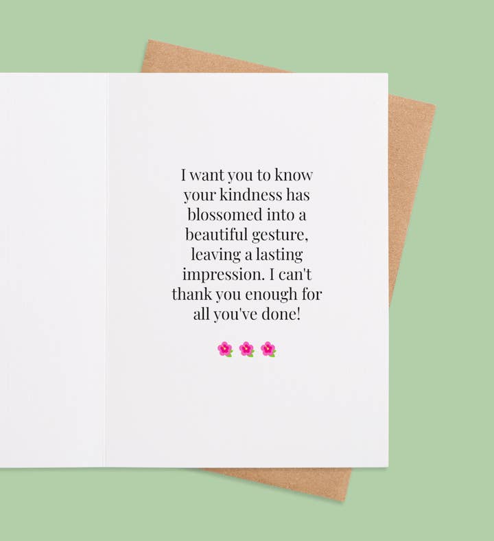 Blossoming Gratitude Thank You Greeting Card Inside Image