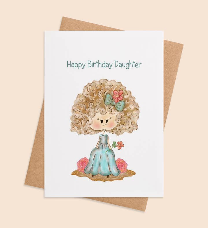 Curly Cutie Celebrates Birthday Greeting Card Image