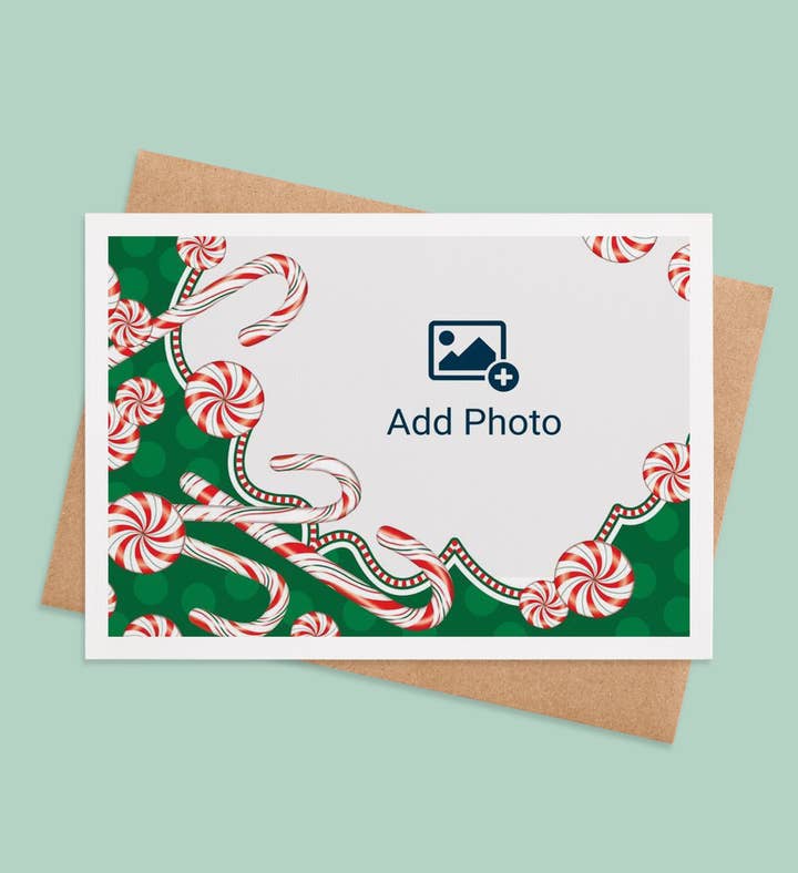 Candy Cane Whimsy Christmas Photo Greeting Card Image
