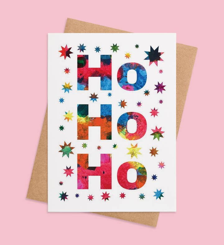 Ho Ho Glow Christmas Greeting Card Image