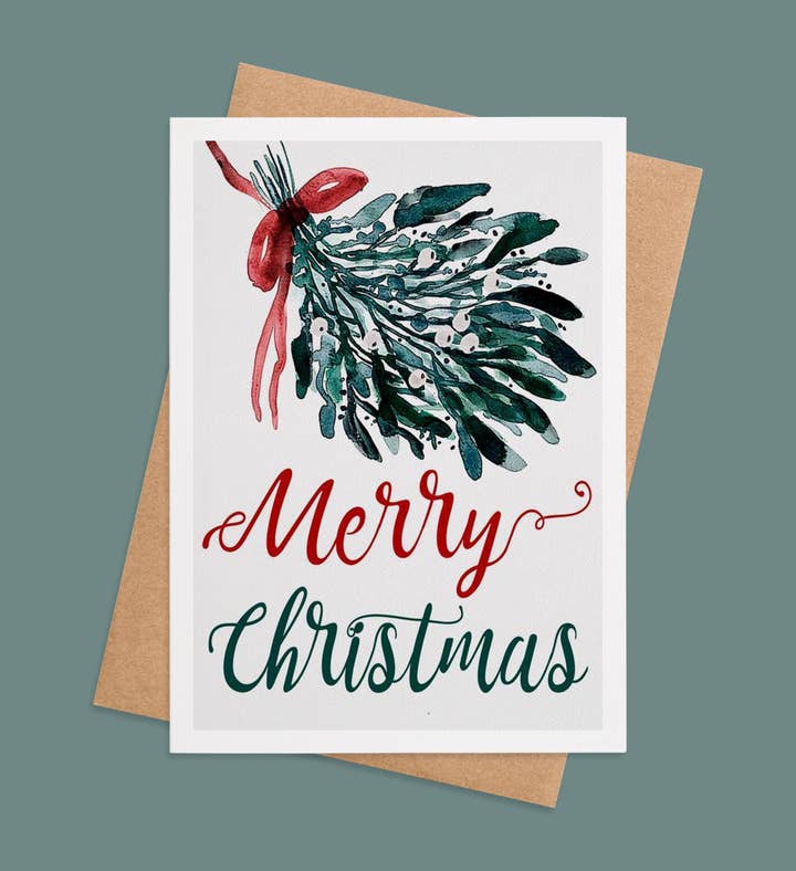 Kiss Under The Mistletoe Christmas Greeting Card Image