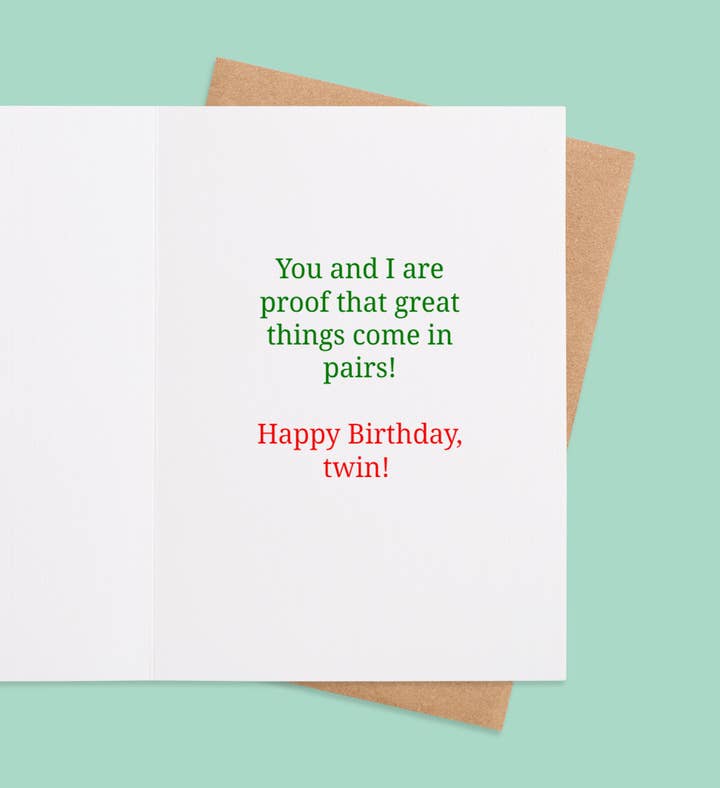 Perfect Pair Of Twinning Birthday Greeting Card Inside Image