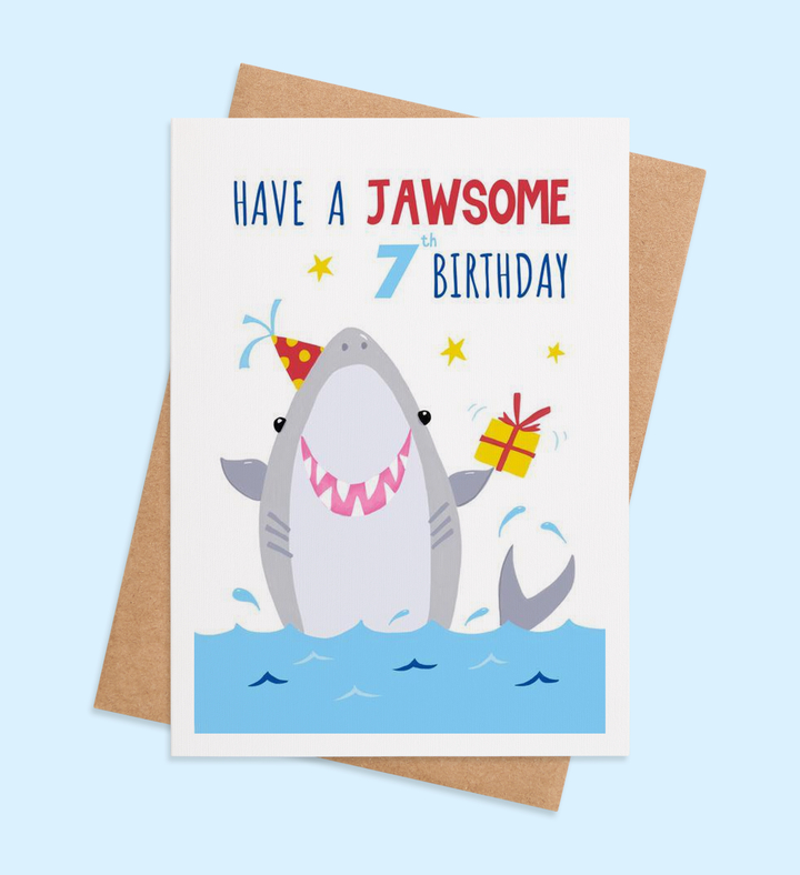 Shark-tastic Seventh Greeting Card