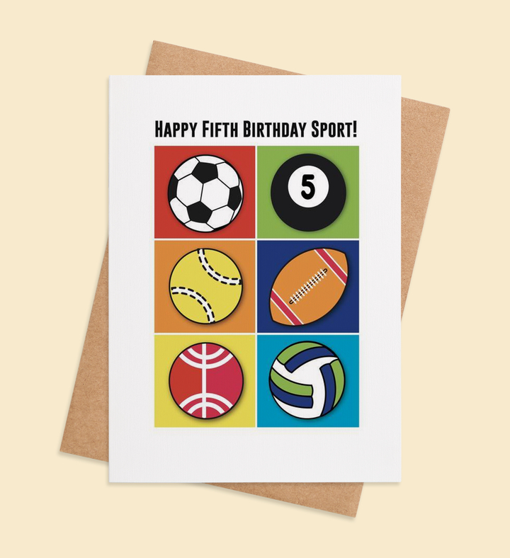 Sport-tacular Fifth Birthday Bash Greeting Card