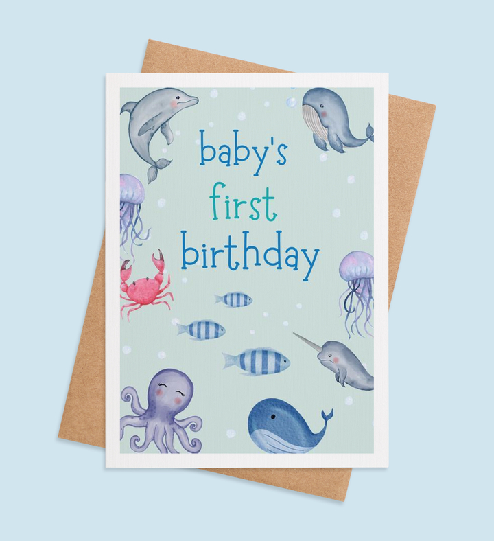 Oceanic Wonders: Baby's First Birthday Greeting Card