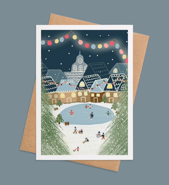 Whimsy Winter Village Greeting Card