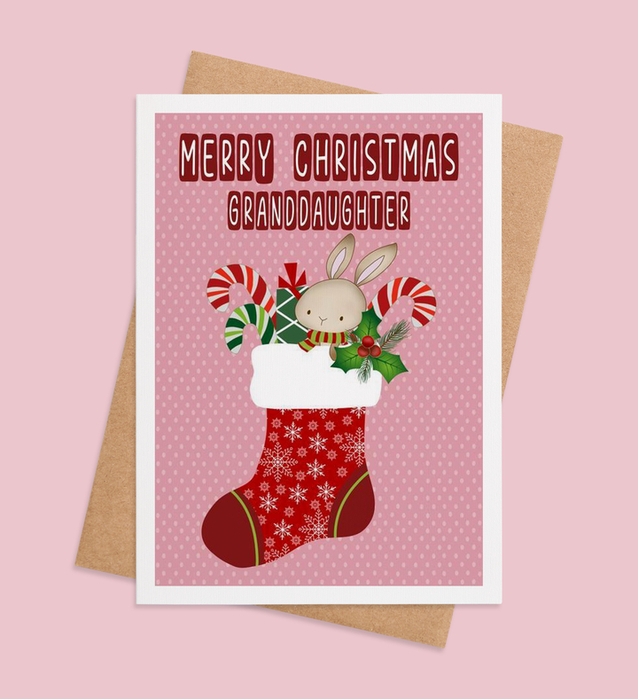 Stocking Joy for Sweet Granddaughter Greeting Card